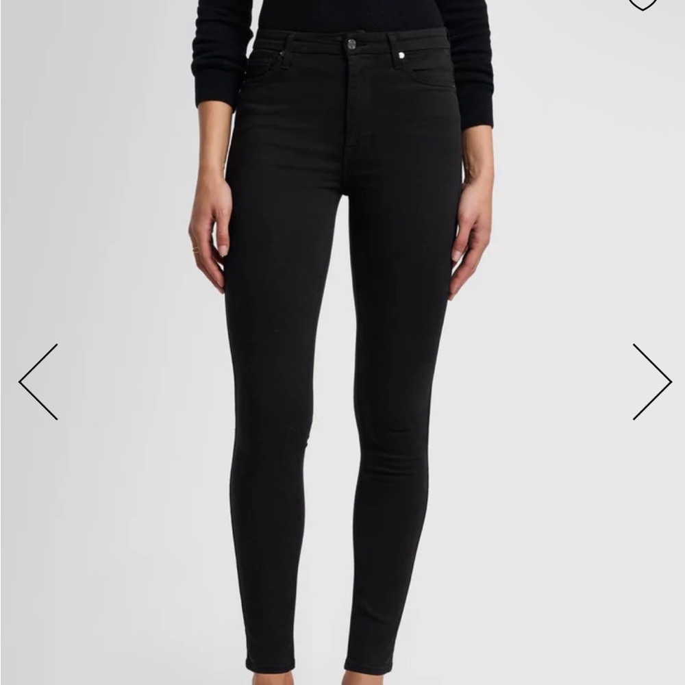 7 For All Mankind Women's High Waist Luxe Black Skinny Jeans 24